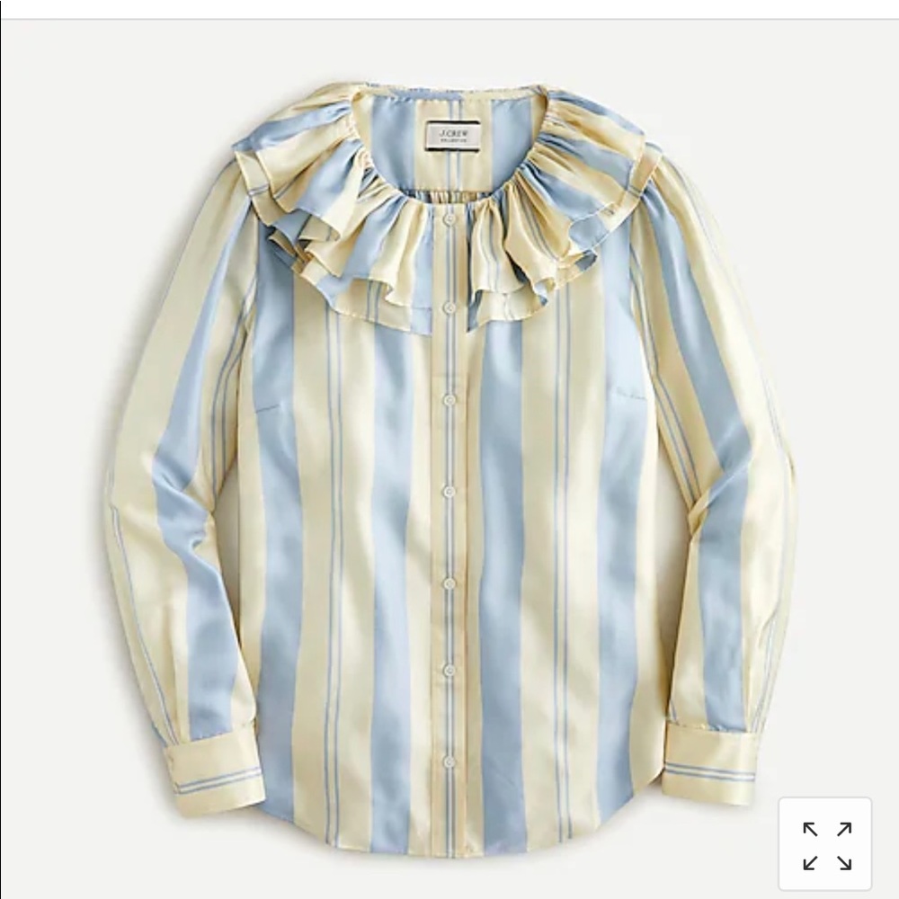J Crew Ruffle Collar Silk Blouse